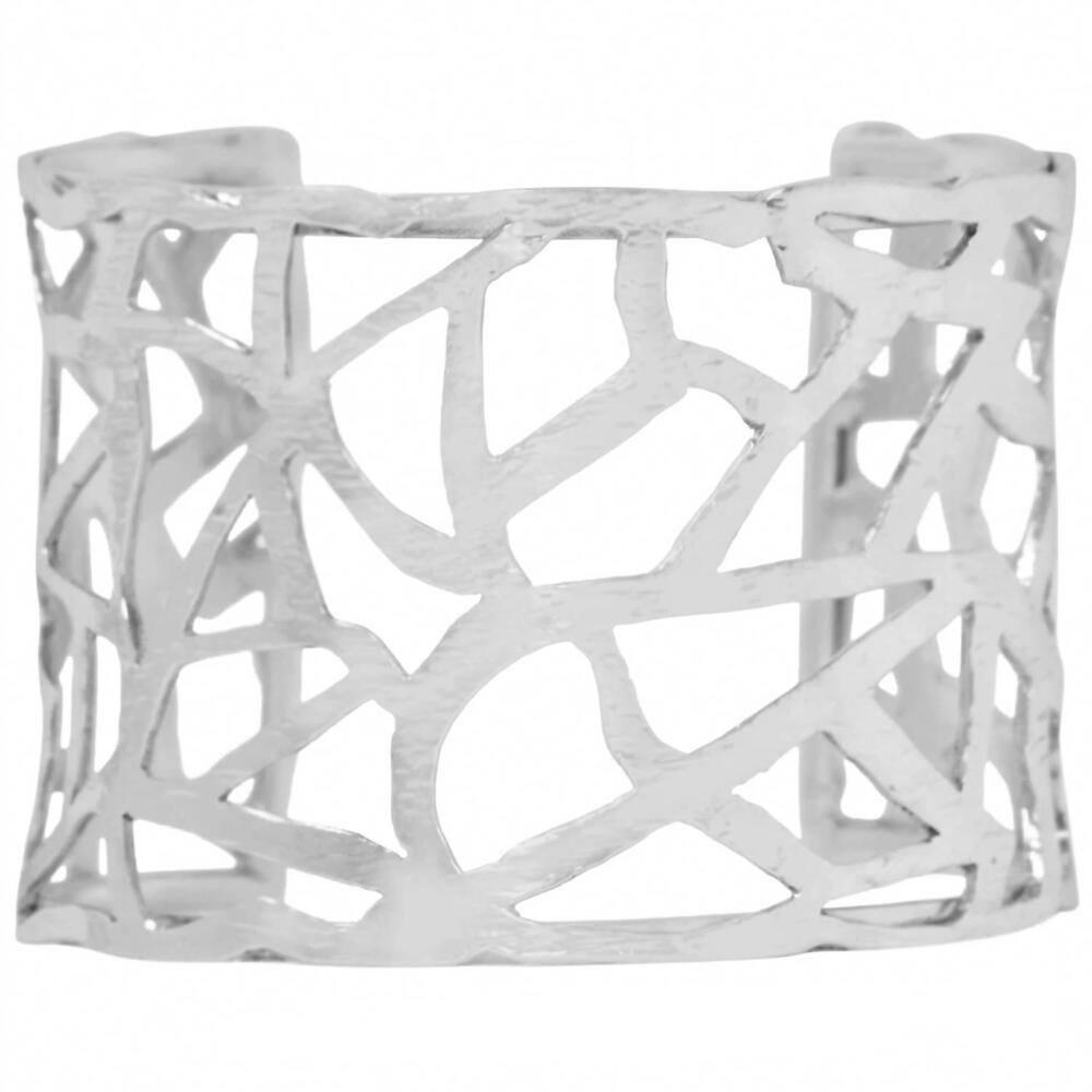 NEW KARINE SULTAN women's free form cut out cuff bracelet in silver